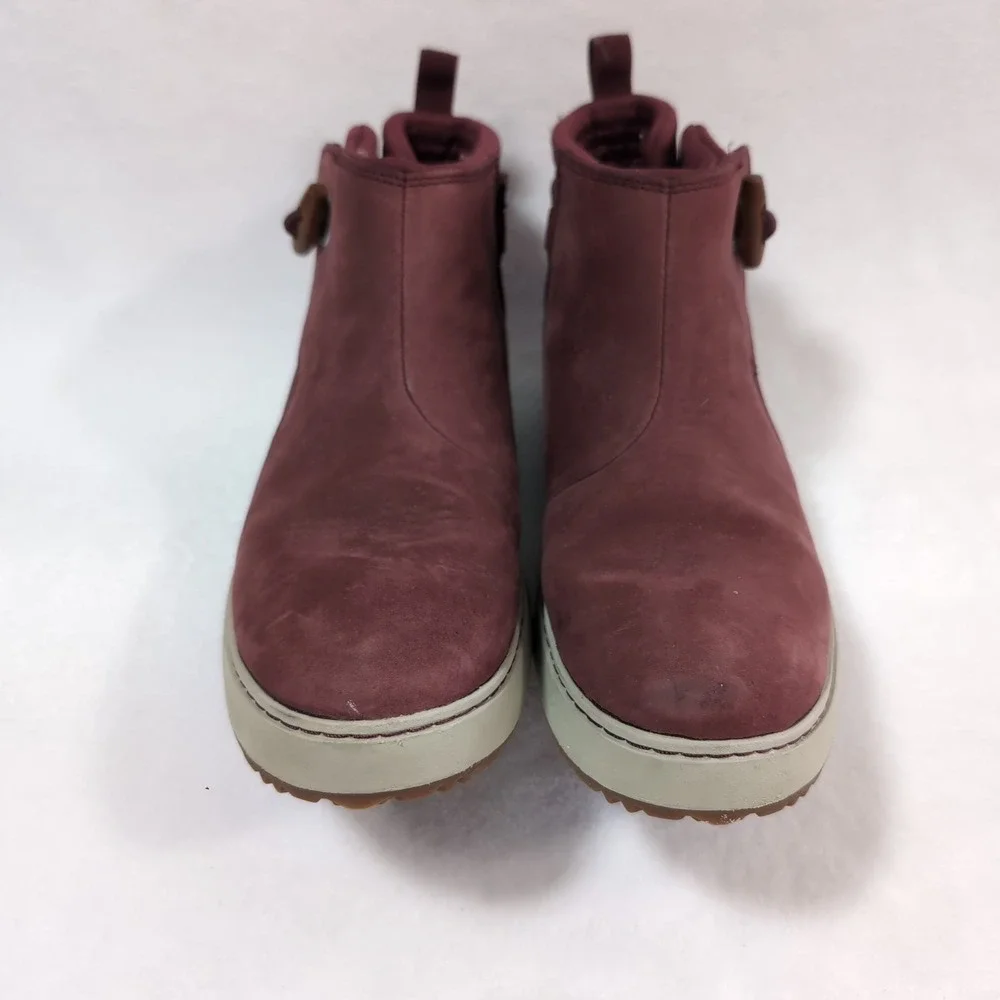 LL Bean Mountainside Toggle Boots Women 9 Red Nubuck Leather 507151 Pull On Ankl